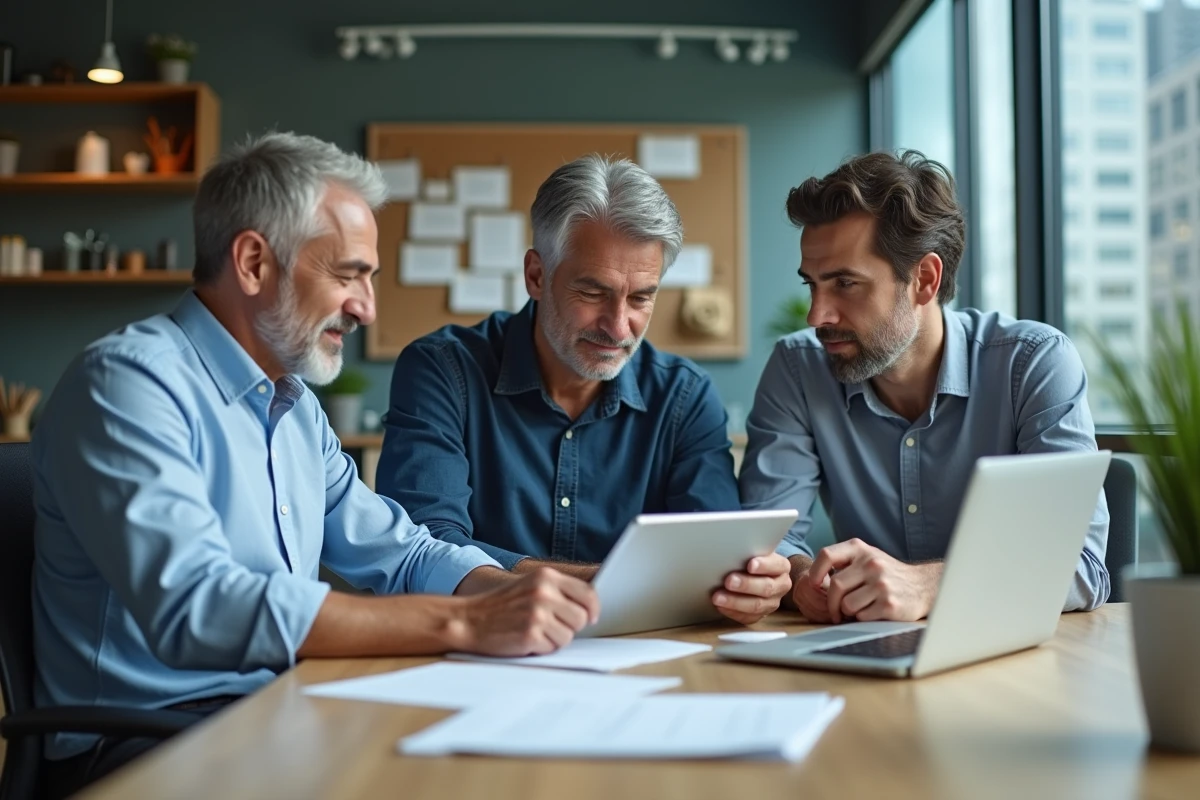 Groupe diversifié en réunion collaborative en intérieur