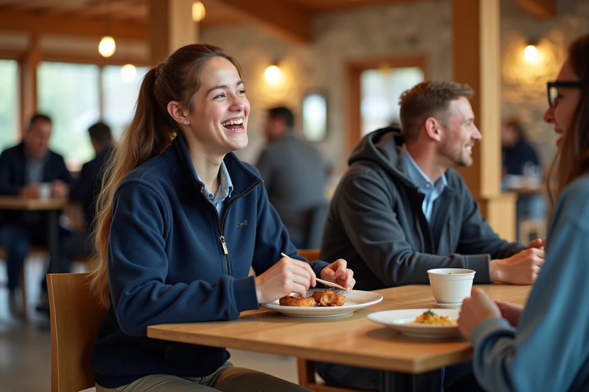 Jeune volontaire souriant à la cafeteria Puy du Fou